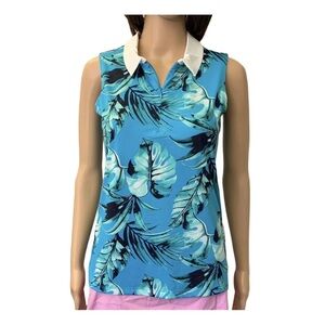 Tommy Bahama Golf Women's Top Printed 1/4 Zip Sleeveless Tank Size M - NWT